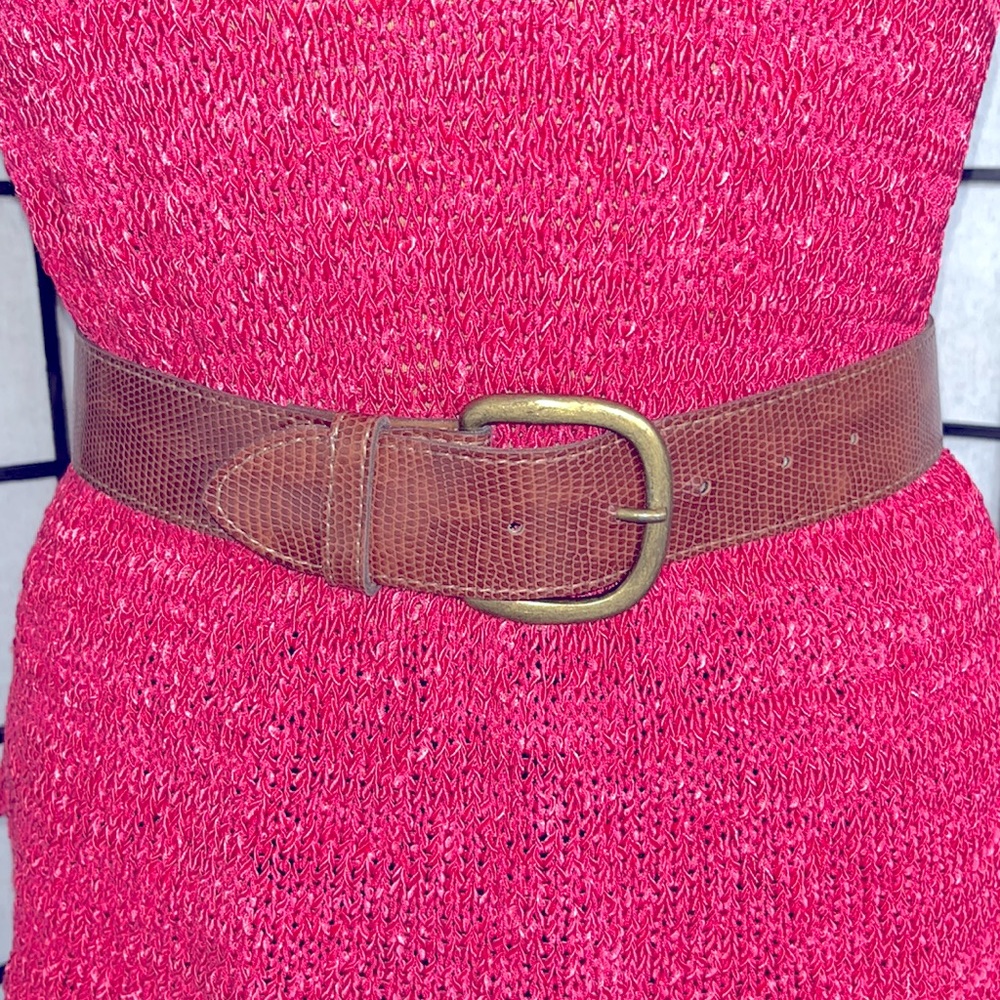 Brown Snakeskin Look Belt with Antique Brass Buckle 6 - Picture 5 of 5